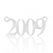 Breloques en acier Inox connecteur ann&eacute;e 2009 Argent&eacute;