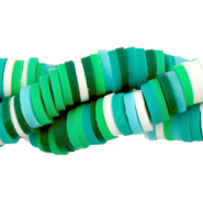 Perles Katsuki 6mm Vert-blanc m&eacute;lange