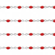 Apprêts en acier inox chaîne maille jaseron 1mm Rouge samba-argenté