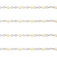 Apprêts en acier inox chaîne maille jaseron 1mm Beige huile d'amande-argenté