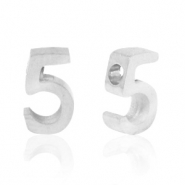 Perles en acier Inox chiffre 5 Argent&eacute;