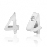 Perles en acier Inox chiffre 4 Argent&eacute;