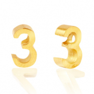 Perles en acier Inox chiffre 3 Dor&eacute;