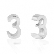 Perles en acier Inox chiffre 3 Argent&eacute;