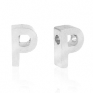 Perles en acier Inox lettre P Argent&eacute;