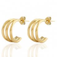 Boucles d'oreilles puces en acier inox cr&eacute;oles Dor&eacute;