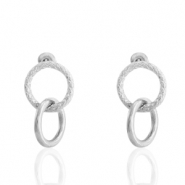 Boucles d'oreilles puces en acier inox anneaux Argent&eacute;