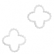 Breloques en acier inox connecteur fleur Argenté