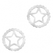 Breloques en acier inox connecteur &eacute;toile Argent&eacute;