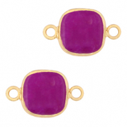 Pierres naturelles pendentifs connecteur 12x12mm Violet-dor&eacute;