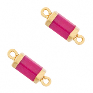 Pierres naturelles pendentifs connecteur hexagone Violet magenta-doré