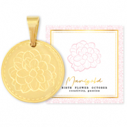 Mix & Match breloques en acier Inox 15mm Fleur de naissance Octobre- Souci Dor&eacute;