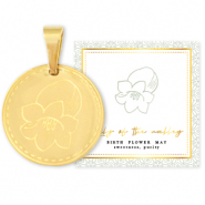 Mix & Match breloques en acier Inox 15mm Fleur de naissance Mai - Muguet Dor&eacute;
