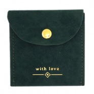 Sachet &agrave; bijoux "with love" Vert fonc&eacute;-dor&eacute;