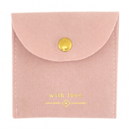 Sachet &agrave; bijoux "with love" Rose vintage-dor&eacute;