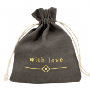 Sachet &agrave; bijoux "with love" Noir-dor&eacute;