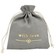Sachet &agrave; bijoux "with love" Gris-dor&eacute;