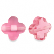 Perles à facettes Fashion trèfle Rose indien