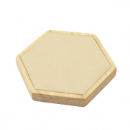 Pr&eacute;sentoir bijoux hexagone en bois et simili daim pour bijoux divers Naturel-beige