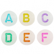Perles lettres acryliques m&eacute;lang&eacute;es glow-in-the-dark Blanc cass&eacute;-multicolore