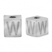Perles en acier Inox lettre W Argent&eacute;