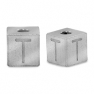 Perles en acier Inox lettre T Argent&eacute;