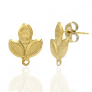 Boucles d'oreilles en acier Inox/puces d&rsquo;oreilles ovale avec anneau Dor&eacute;