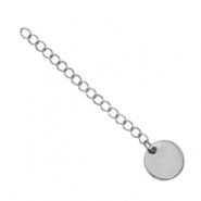 Appr&ecirc;ts en acier inox cha&icirc;nette d'extension m&eacute;daillon rond 10mm Argent&eacute;