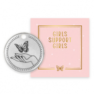 Girls Support Girls breloques en métal DQ Argenté antique (sans nickel) 50% de don à Free a Girl