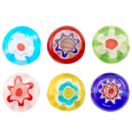 Perles Millefiori disc fleur 8mm Multicolore