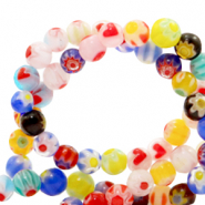 Perles Millefiori ronds fleur 4mm Multicolore