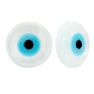 Perles coquillage disque "evil eye" Blanc