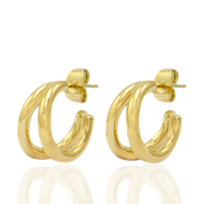 Boucles d'oreilles puces en acier inox cr&eacute;oles Dor&eacute;