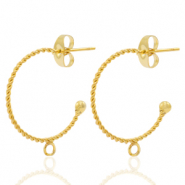 Boucles d'oreilles puces en acier Inox créoles avec anneau Doré