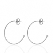 Boucles d'oreilles puces en acier Inox créoles Argenté