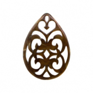 Pendentifs en r&eacute;sine goutte baroque 38x27mm Marron caramel