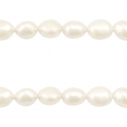 BQ Perles d'eau douce nugget ovale 9x7-8mm Blanc naturel
