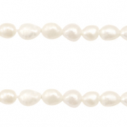 BQ Perles d'eau douce nugget rond 7-8mm Blanc naturel
