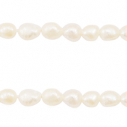 BQ Perles d'eau douce nugget ovale 4-5x3-4mm Blanc naturel