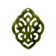Pendentifs en r&eacute;sine losange baroque Vert olive fonc&eacute;