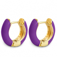 Boucles d'oreilles tendance &eacute;maill&eacute;e 15mm Violet-dor&eacute;