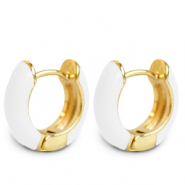 Boucles d'oreilles tendance &eacute;maill&eacute;e 15mm Blanc-dor&eacute;
