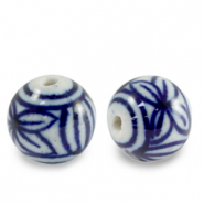 Perles en céramique 11mm Blanc-bleu de Delft