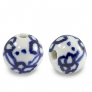 Perles en céramique 11mm Blanc-bleu de Delft