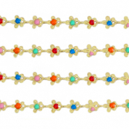 M&eacute;tal TQ laiton cha&icirc;ne maille jaseron fleurs Dor&eacute;-multicolore