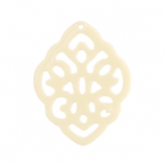 Pendentifs en r&eacute;sine baroque losange Blanc cass&eacute;