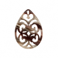 Pendentifs en r&eacute;sine baroque goutte Marron m&eacute;lang&eacute;