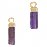 Pierres naturelles pendentifs Améthyste tube Violet-doré