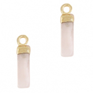 Pierres naturelles pendentifs Quartz tube Rose alabaster crystal-doré