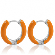 Boucles d'oreilles en acier Inox créoles émaillée 16mm Orange-argenté